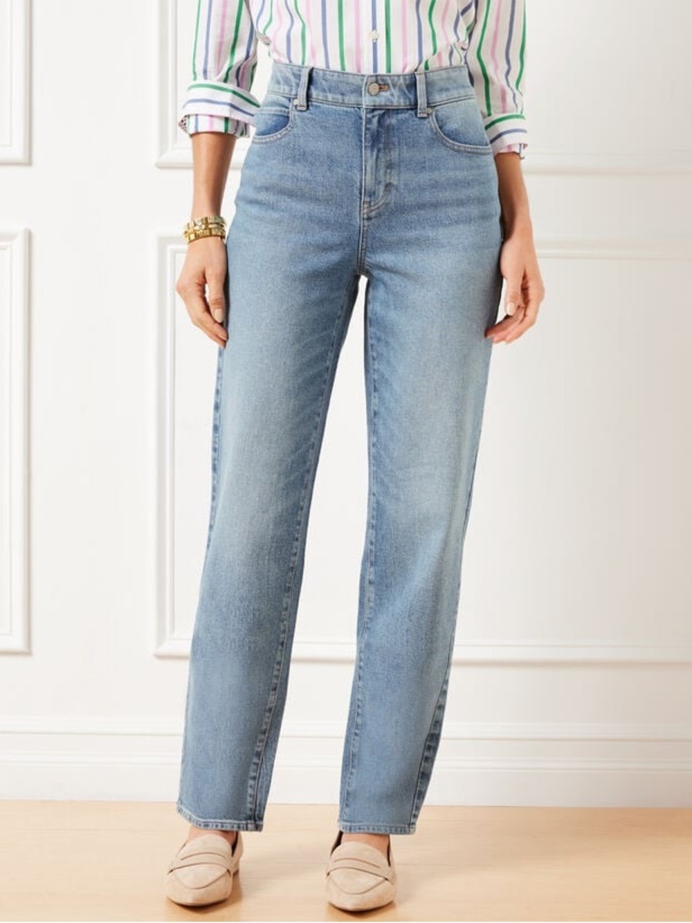 Talbots 90’s High Waisted Relaxed Straight Jeans Allenby Wash Stretch Size 10